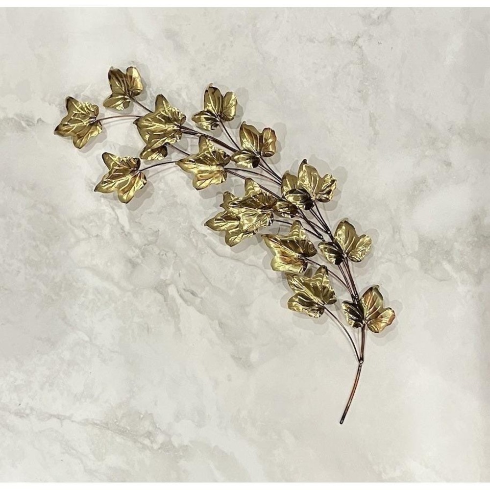 Ivy Leaf Wall Hanging Home Interior Metal Brass/Copper Tone Vintage 18"